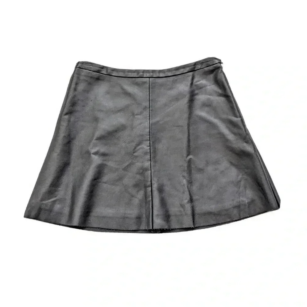 BCBGMaxAzria Sheryl Black Faux Leather Mini Skirt Size XS Size Zip Moto